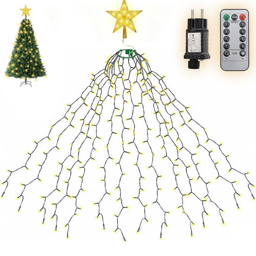 SALCAR Weihnachtsbaum Lichterkette 1,5m 200er LED mit 8 Girlanden, Warmweiß