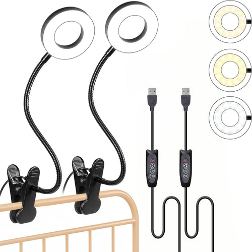 Foneso Klemme Lampe,48 LEDs Dimmbare Leselampe Bett(Schwarz)