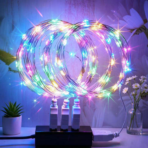 2 Stück LED Lichterkette, 20LED 2M / 6.6Ft USB lichterkette außen/innen Wasserdichte für Schlafzimmer, Hof, Hochzeit, Weihnachten, DIY etc (Warmweiß)