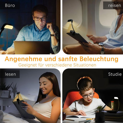 Leselampe Buch Klemme 3 Farbtemperatur & Einstellbare Helligkeit
