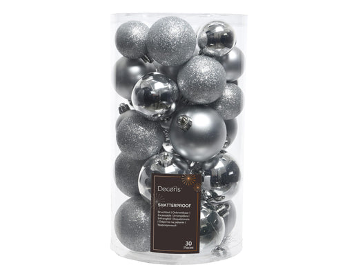 Kaemingk Weihnachtskugeln Kunststoff 4-6cm Mix 30er Set - bruchsichere Christbaumkugeln Weihnachtsbaumkugeln für Weihnachten - Christbaumschmuck & Weihnachtsbaumschmuck - Rosmarin