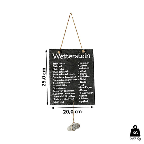 Cepewa Wetterstation, Stein auf Schiefertafel, Wettertafel, Schild, 20 x 25 cm