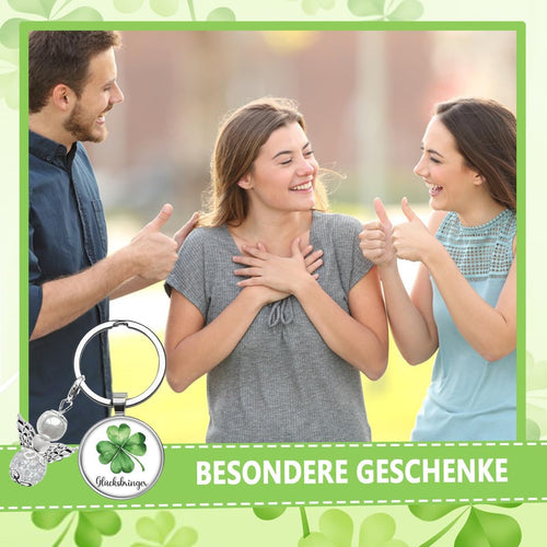 Kleeblatt Schlüsselbringer Glücksbringer Prüfung, Viel Glück Geschenke zur Weihnachten, Kleinigkeiten für Adventskalender Füllung, Silvester Glücksbringer, Kleine Geschenke für Freunde Kollegen Kinder