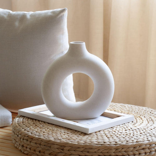 CEMABT Vasen für Pampasgras, handgemachte Vase, getrocknete Blumen, Keramik, Weiß, Handwerkliche Ornamente für die Dekoration des Bürohauses, Vasenset (S, Beige)