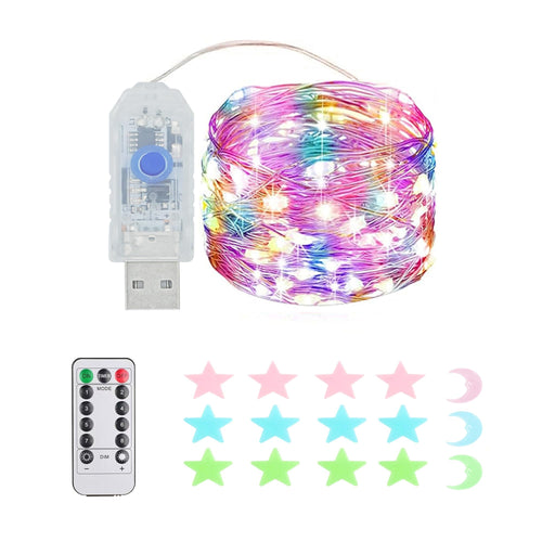 2 Stück LED Lichterkette, 50LED 5M / 17Ft 8 Modi USB lichterkette außen/innen Wasserdichte mit Fernbedienung für Schlafzimmer, Hof, Hochzeit, Weihnachten, DIY etc (Warmweiß)
