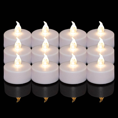 24 Stück LED Teelichter Kerzen, Batteriestart flammenlose realistische hell flackernde elektrische Kerzenlampe, Dose langlebig 200 Stunden Warmweiß, Hochzeiten, Partys ,Festivals,Wohndekoration