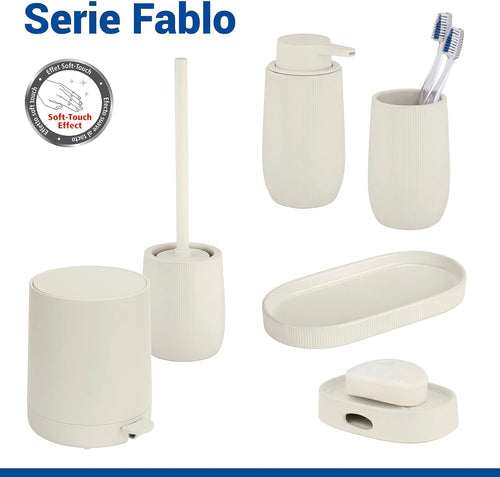 WENKO Ablage Mod. Fablo aus Keramik mit Rillenoptik, freistehend, Badezimmer-Organizer, Badablage, Schmuckschale, dekoratives Tablett für Badezimmer, Schlafzimmer, Wohnzimmer, Büro, Creme matt