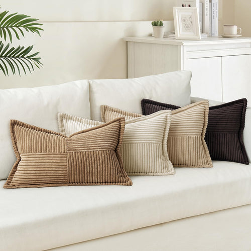 MIULEE 4er Set Kissenbezug 40×40cm Kordsamt Biese Patchwork Grüne Serie