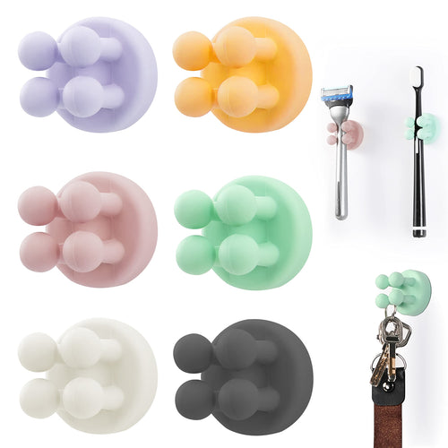 Zayin Silicone Toothbrush Zahnbürstenhalter Rasiererhalter Multifunktions-Haken Wasserdicht Selbstklebend Zahnbürstenhaken Stopfenhalter (4 Stück Schwarz, Weiß, Rosa, Grün)