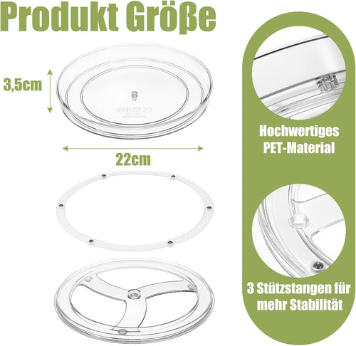Famhap Drehteller Kühlschrank Organizer 22cm, 360° Drehbar