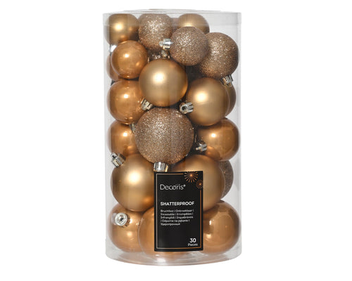 Kaemingk Weihnachtskugeln Kunststoff 4-6cm Mix 30er Set - bruchsichere Christbaumkugeln Weihnachtsbaumkugeln für Weihnachten - Christbaumschmuck & Weihnachtsbaumschmuck - Rosmarin