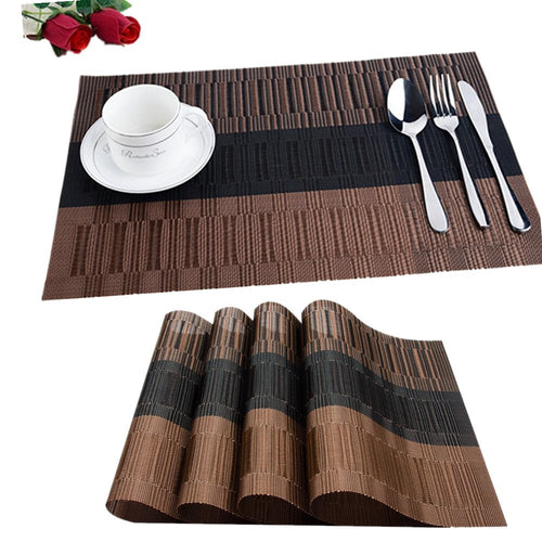 Platzdeckchen Rutschfest Abwaschbar Tischmatten aus PVC Abgrifffeste Hitzebeständig Tischsets Schmutzabweisend, 6er Set Platzsets, 30x45cm, Braun