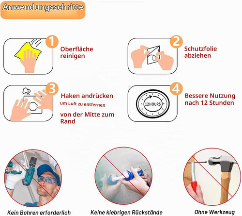 25 Stück Haken Selbstklebend, Klebehaken Transparent, Klebehaken Extra Stark Haken ohne Bohren, Selbstklebende Haken für Küche Badezimmer Wand & Decke Aufhänger, Max 10kg