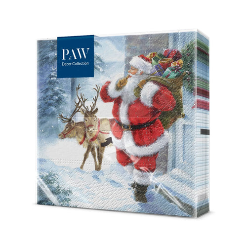 PAW Servietten 33 x 33 cm, 20 Stück - Weihnachtsschneeflocken Hellrot