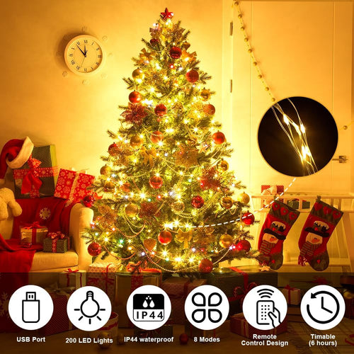 Vicloon LED Lichterkette USB, 2 Stück DIY kleine Lichterketten mit Fernbedienung,10m 100LED 8 Modi und Timer,LED Mini Lichterkette für Weihnachten, Schlafzimmer, Party,Hochzeit,Garten