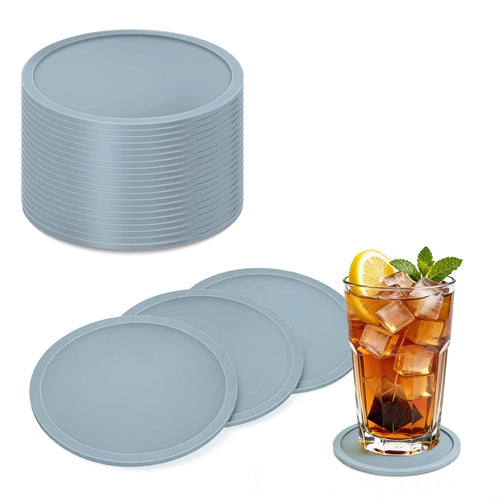 HELI MIAO Untersetzer Gläser Silikon mit Halter,rutschfest Glasuntersetzer mit Hohem Rand für Auslaufschutz,Hitzebeständig Tassenuntersetzer für Couchtisch,Esstisch&Bar,10Stück mit Halter Schwarz
