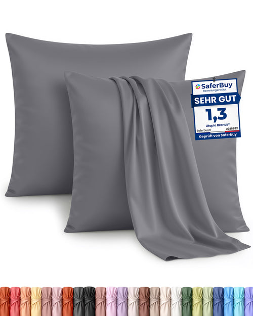 Utopia Bedding Kissenbezug 40x40 4er Set , kopfkissenbezug 40x40 Grau