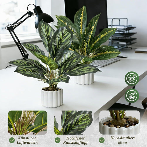 2 Stück Kunstpflanze Klein, für Deko Wohnzimmer Schlafzimmer, Home Decoration, Künstliche Pflanzen Wie Echt für Büro Schreibtisch Zimmer Badezimmer Deko, Fake Plant, Kunstpflanzen, Plastikpflanzen