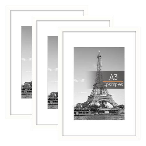 upsimples 3 Pack Bilderrahmen A4, Bilderrahmen Kinderzeichnungen A4,Picture Frame Schwarz für Fotos, Bilder, Poster