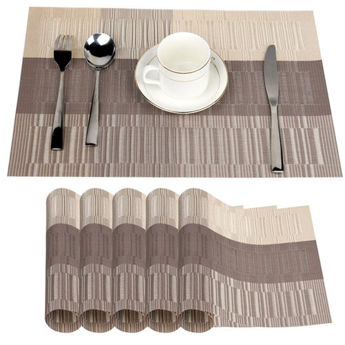 Platzdeckchen Rutschfest Abwaschbar Tischmatten aus PVC Abgrifffeste Hitzebeständig Tischsets Schmutzabweisend, 6er Set Platzsets, 30x45cm, Braun