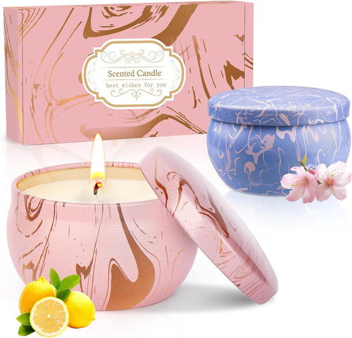 Duftkerzen Geschenkset, 2 Stück Natürliches SojaWachs Aromatherapie Kerzensets, Duftkerze Weihnachten Geschenkset für Frauen, Kleine Geschenk für MuttertagWeihnachten, Geburtstag, Valentinstag