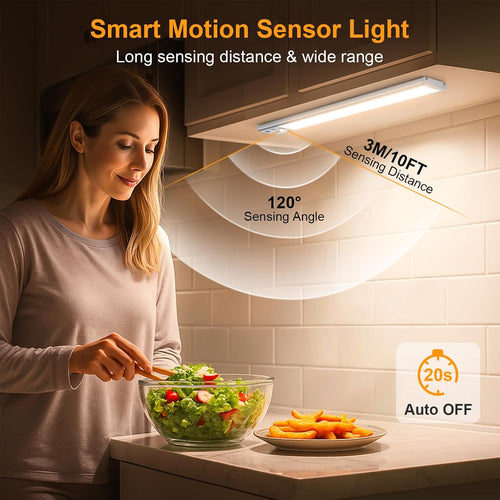 Gritin 26cm Schrankbeleuchtung Unterbauleuchte Küche Motion-Sensor, 2 Stück