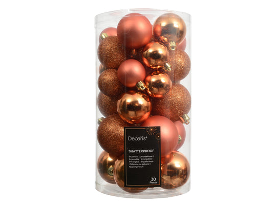 Kaemingk Weihnachtskugeln Kunststoff 4-6cm Mix 30er Set - bruchsichere Christbaumkugeln Weihnachtsbaumkugeln für Weihnachten - Christbaumschmuck & Weihnachtsbaumschmuck - Rosmarin