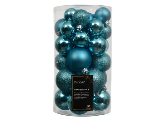 Kaemingk Weihnachtskugeln Kunststoff 4-6cm Mix 30er Set - bruchsichere Christbaumkugeln Weihnachtsbaumkugeln für Weihnachten - Christbaumschmuck & Weihnachtsbaumschmuck - Rosmarin