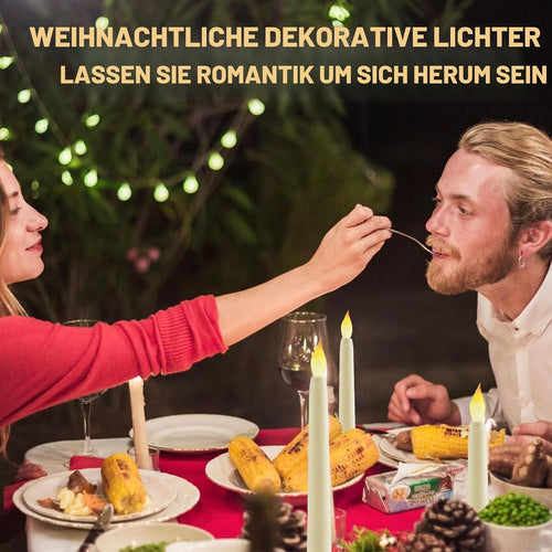 6 Stück LED Kerzen Stabkerzen Flammenlose Kerzen LED Spitzkerzen Stabkerzen Tafelkerzen Leuchterkerzen Batteriebetrieben Lang LED Kerzen für Weihnachten Hochzeit Party Tisch Dekoration, Weiß