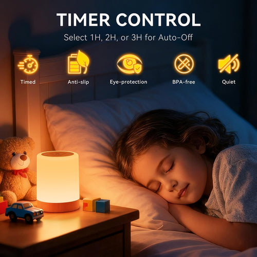 Auxmir Nachttischlampe Touch Dimmbar 3000mAh, Nachtlicht mit Timer, Braun