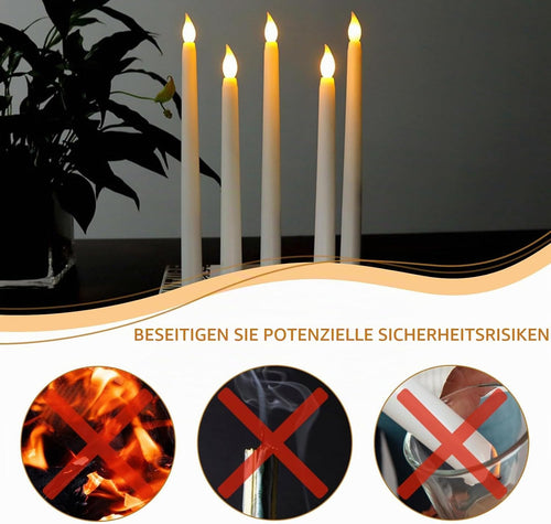 6 Stück LED Kerzen Stabkerzen Flammenlose Kerzen LED Spitzkerzen Stabkerzen Tafelkerzen Leuchterkerzen Batteriebetrieben Lang LED Kerzen für Weihnachten Hochzeit Party Tisch Dekoration, Weiß