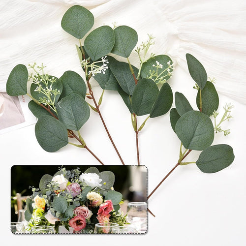 Künstliche Eukalyptus Deko 12 Stück Künstlicher Eukalyptus Pflanzen Bulk Zweige Blätter Deko Grüner für Hochzeit Dekoration