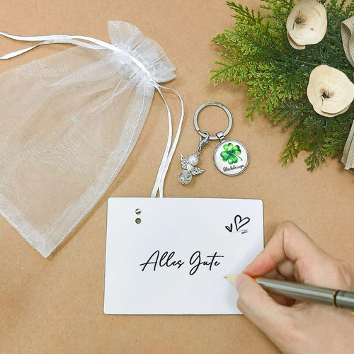 Kleeblatt Schlüsselbringer Glücksbringer Prüfung, Viel Glück Geschenke zur Weihnachten, Kleinigkeiten für Adventskalender Füllung, Silvester Glücksbringer, Kleine Geschenke für Freunde Kollegen Kinder