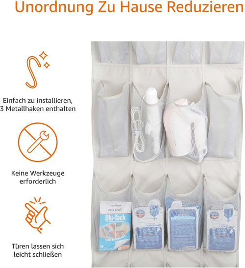 Amazon Basics Organizer für Schuhe, Medium, Beige/Hellgrau