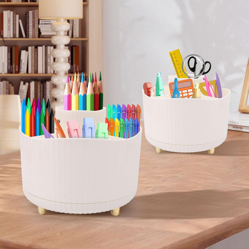 VFANDV Make up Organizer, 360°Kosmetik Organizer Lidschattenpinsel Lippenstiftetui Schminktisch Organizer 5 Fächer Schminktisch Zubehör Makeup Organizerfür Schlafzimmer, Bad,Toilette-Weiß