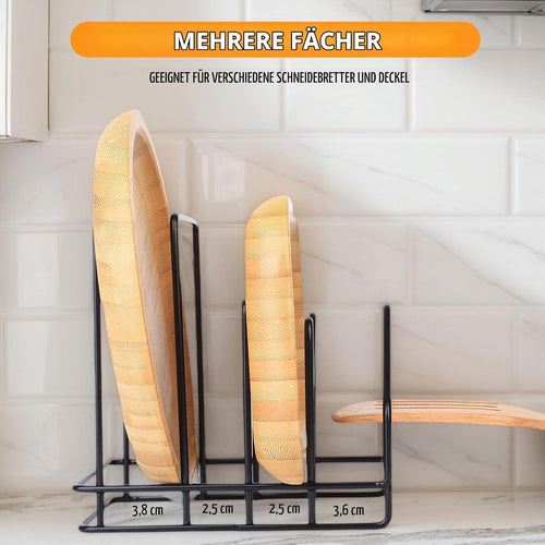 Schneidebrett Halterung, Topfdeckelhalter Schublade, Topfpfannendeckel Halter, Topfhalter Pfannenhalter,Topfdeckel Halterung, Schneidebretthalter Tellerständer für Küchenschrank Topfdeckel Organizer