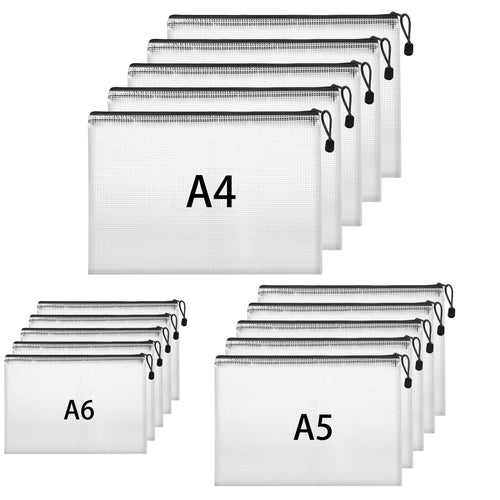 Hemiks 15 Stück Dokumententaschen A4+A5+A6, Dokumentenmappe Wasserabweisend
