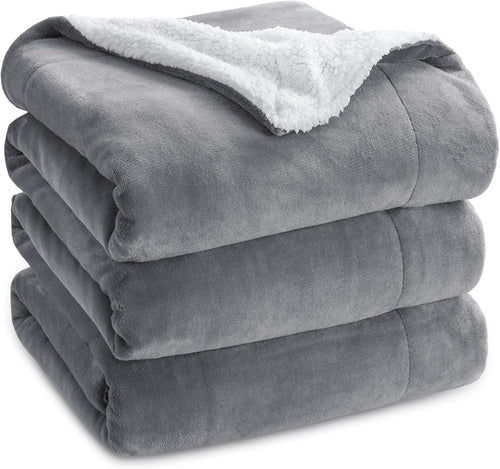 BEDSURE Sherpa Kuscheldecke Flauschig 150x200 - Sofadecke, Grau