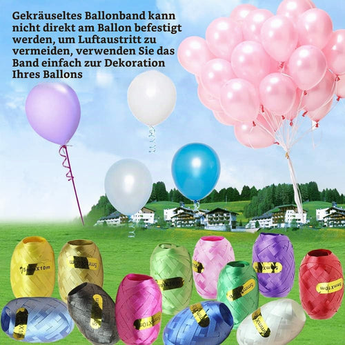 12 Rollen Geschenkband,10 m je Rolle Ringelband Bunt, Curling Ribbon Rolle für Hochzeit Partei Festival Dekoration Handwerk Geschenkverpackung Florist Luftballon