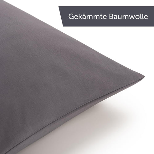 Blumtal Kissenbezug 40x40 cm (2er Set Kissenbezüge) - Grau - 100% Baumwoll-Jersey, Oeko-Tex Zertifiziert, Kissenhülle 40x40 - Jersey Kopfkissenbezug für Kissen 40x40 cm mit Reißverschluss
