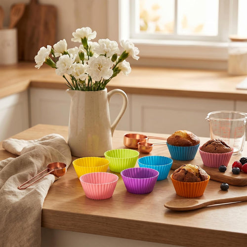 12 Stück Muffinform Silikon Muffinförmchen Silikonformen Muffin Backform