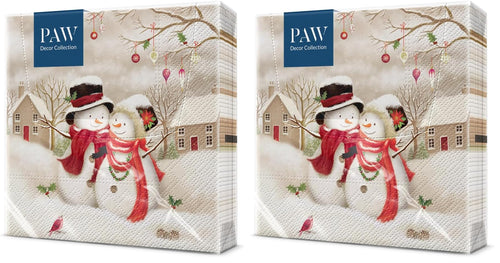 PAW Servietten 33 x 33 cm, 20 Stück - Weihnachtsschneeflocken Hellrot