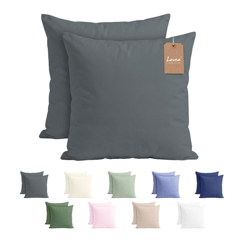 Lavea® 2er Set Kissenbezug - 40x40 - Eukalyptus