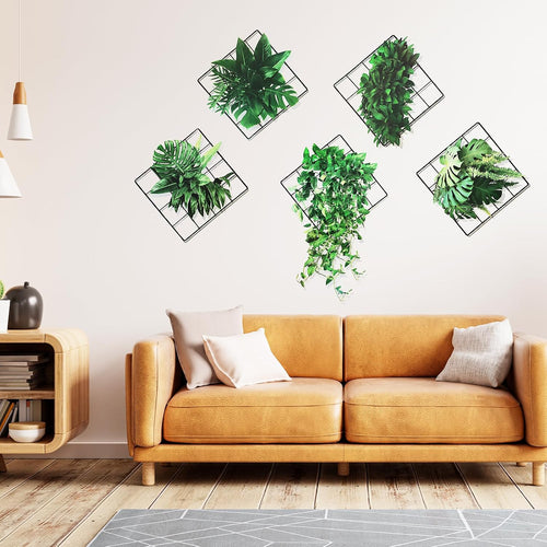 VMUTGA 3D Grünen Pflanzen Wandaufkleber, 5 Design Grüne Wandtattoo, Simulation von Hängepflanzen Wandsticker, Selbstklebende Wanddekoration für Schlafzimmer, Wohnzimmer, Büro, Küche