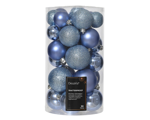 Kaemingk Weihnachtskugeln Kunststoff 4-6cm Mix 30er Set - bruchsichere Christbaumkugeln Weihnachtsbaumkugeln für Weihnachten - Christbaumschmuck & Weihnachtsbaumschmuck - Rosmarin