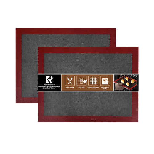 KitchenRaku Rechteckig Backmatte aus Silikon,Antihaftbeschichtung Silikon Backmatte Dauerbackfolie Wiederverwendbar Backfolie Silikonmatte BPA frei (Brillantes Schwarze 1PCS, 30x40cm)