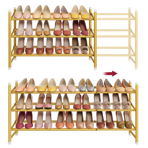 Tajsoon Schuhregal klein, Schuhregal ausziehbar 2 Ebenen, Schwarz