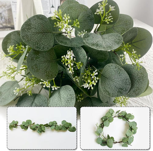 Künstliche Eukalyptus Deko 12 Stück Künstlicher Eukalyptus Pflanzen Bulk Zweige Blätter Deko Grüner für Hochzeit Dekoration