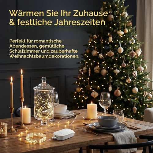Lichterkette Aufladbar mit Fernbedienung,5M 50 LED Lichterkette(1Pc)