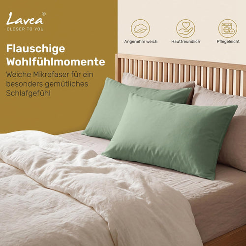 Lavea® 2er Set Kissenbezug - 40x40 - Eukalyptus
